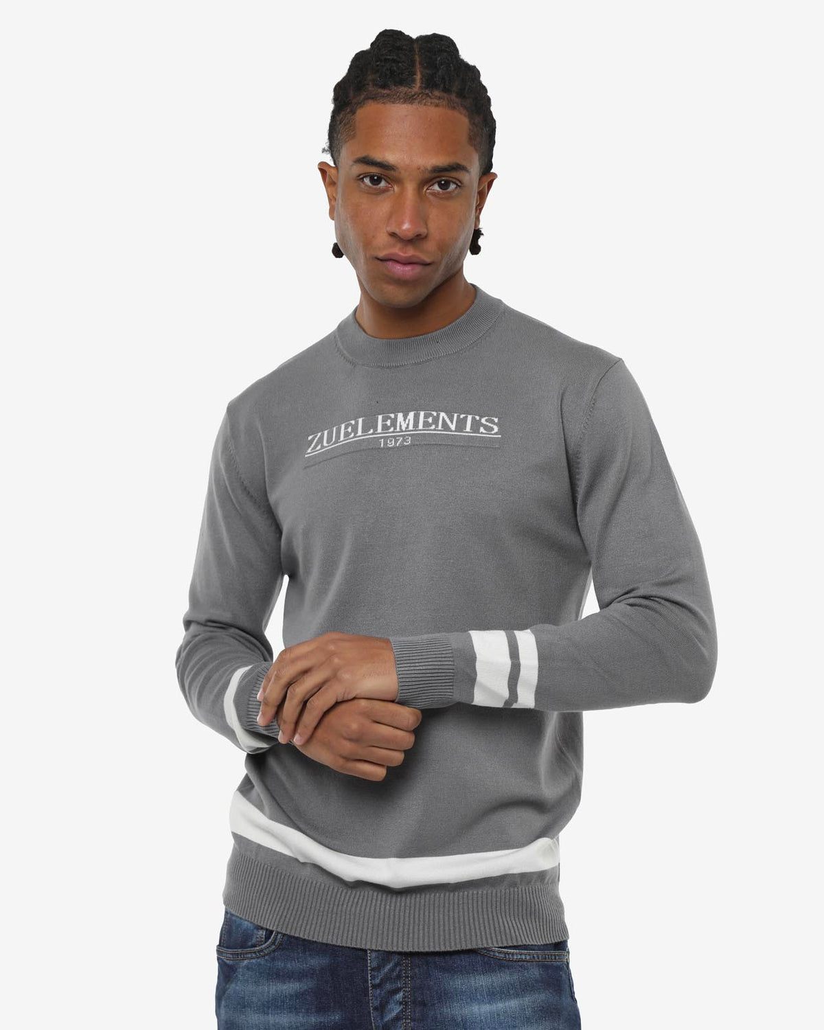 Maglia girocollo in viscosa con motivo jacquard