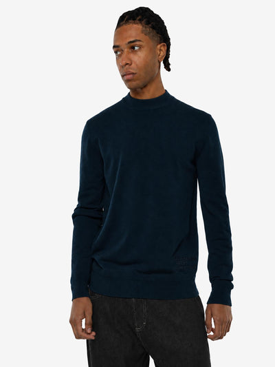 Maglia mezzo collo in viscosa con ricamo sul fondo