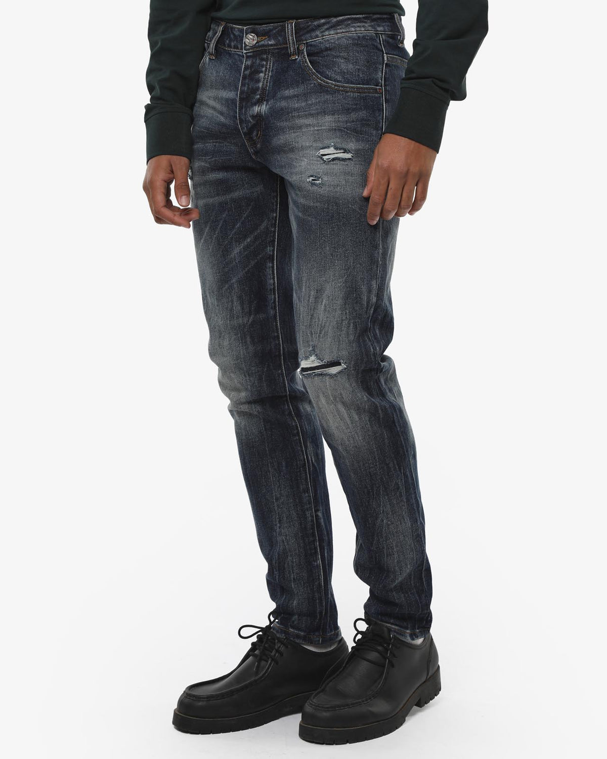 Jeans slim fit Sammy dark blue con ricamo a contrasto