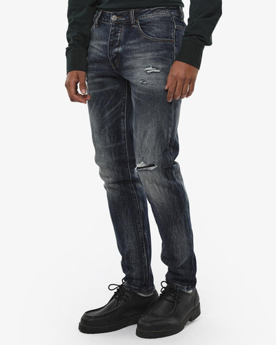 Jeans slim fit Sammy dark blue con ricamo a contrasto