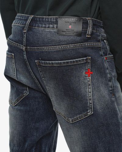 Jeans slim fit Sammy dark blue con ricamo a contrasto