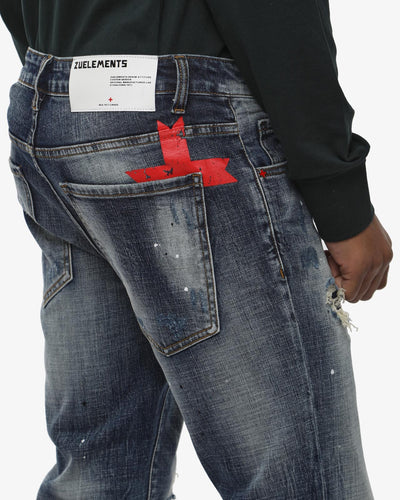 Jeans slim fit Sammy dark blue con logo stampato