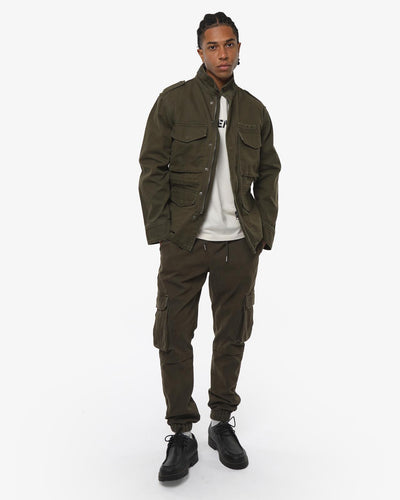 Pantaloni jogger cargo slim fit military