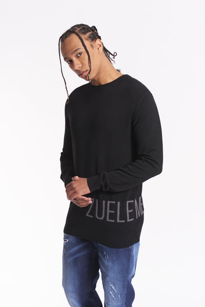 Maglia girocollo colour block, logo a intarsio