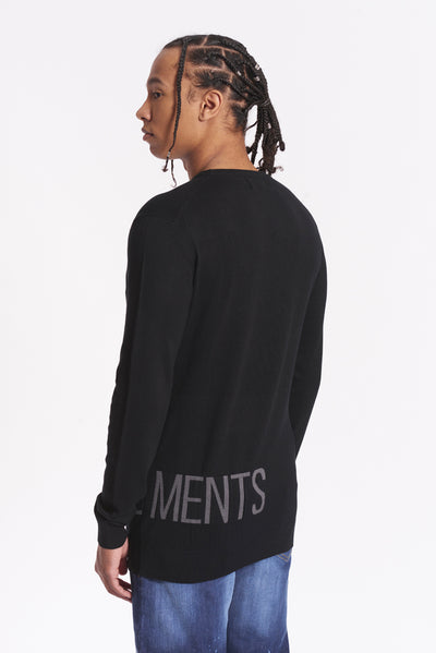 Maglia girocollo colour block, logo a intarsio