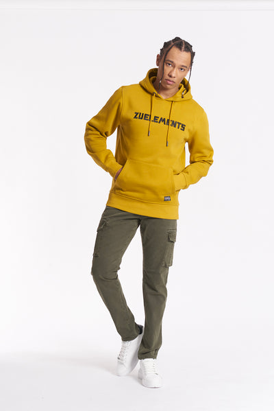 Crewneck sweatshirt with hood and embroidered Zu pockets