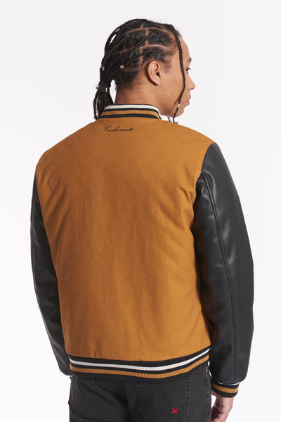 Giubbotto Varsity bimaterico con zip e patch