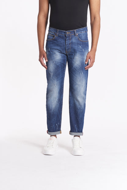 Jeans Slim Fit - Medium Blue con strappi