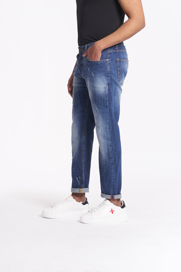 Jeans Slim Fit - Medium Blue con strappi