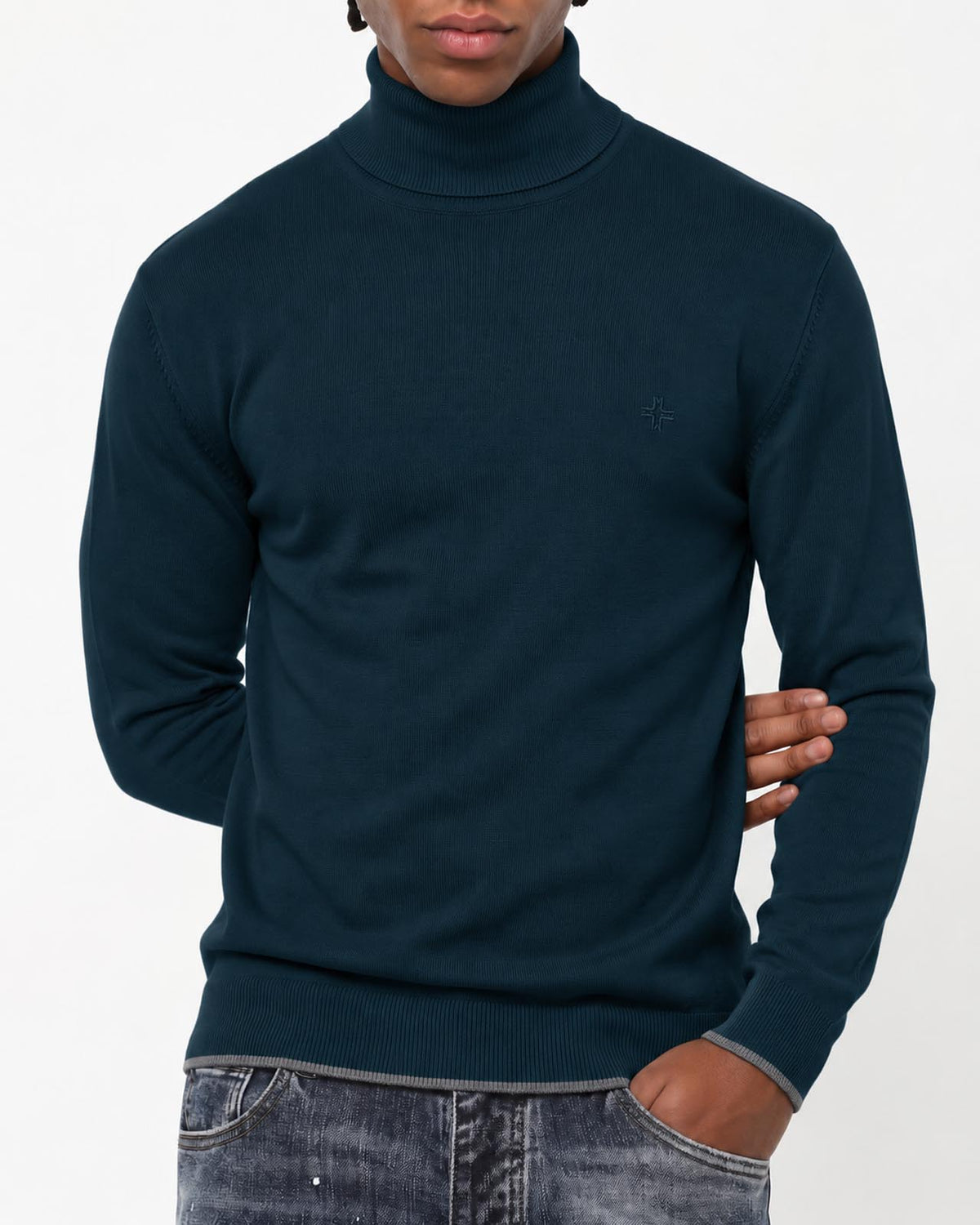 Maglia Collo alto con finiture a coste