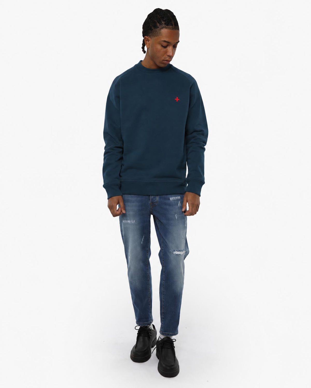 Felpa Carbon girocollo con manica raglan