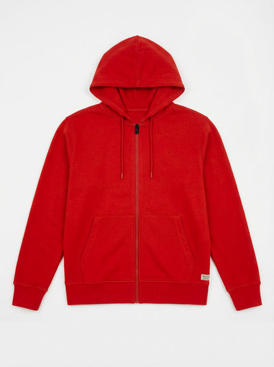 Felpa zip con cappuccio, logo ricamato lato cuore. Polso e fondo a coste