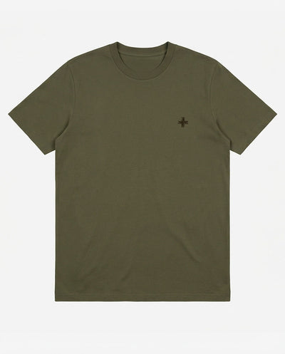 T-shirt girocollo maniche corte con stampa logata lato cuore e sul retro