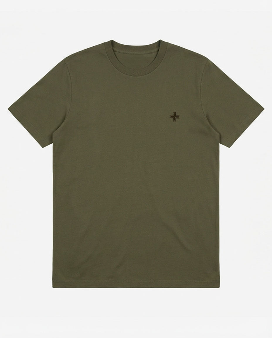 T-shirt girocollo maniche corte con stampa logata lato cuore e sul retro