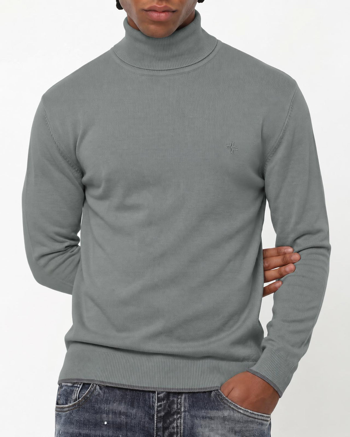 Maglia Collo alto con finiture a coste