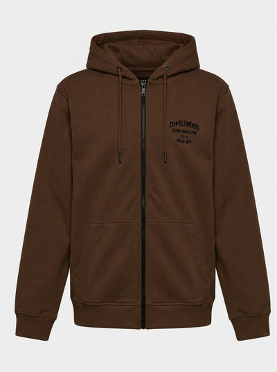 Felpa con cappuccio e zip, ricamo e stampa sul retro