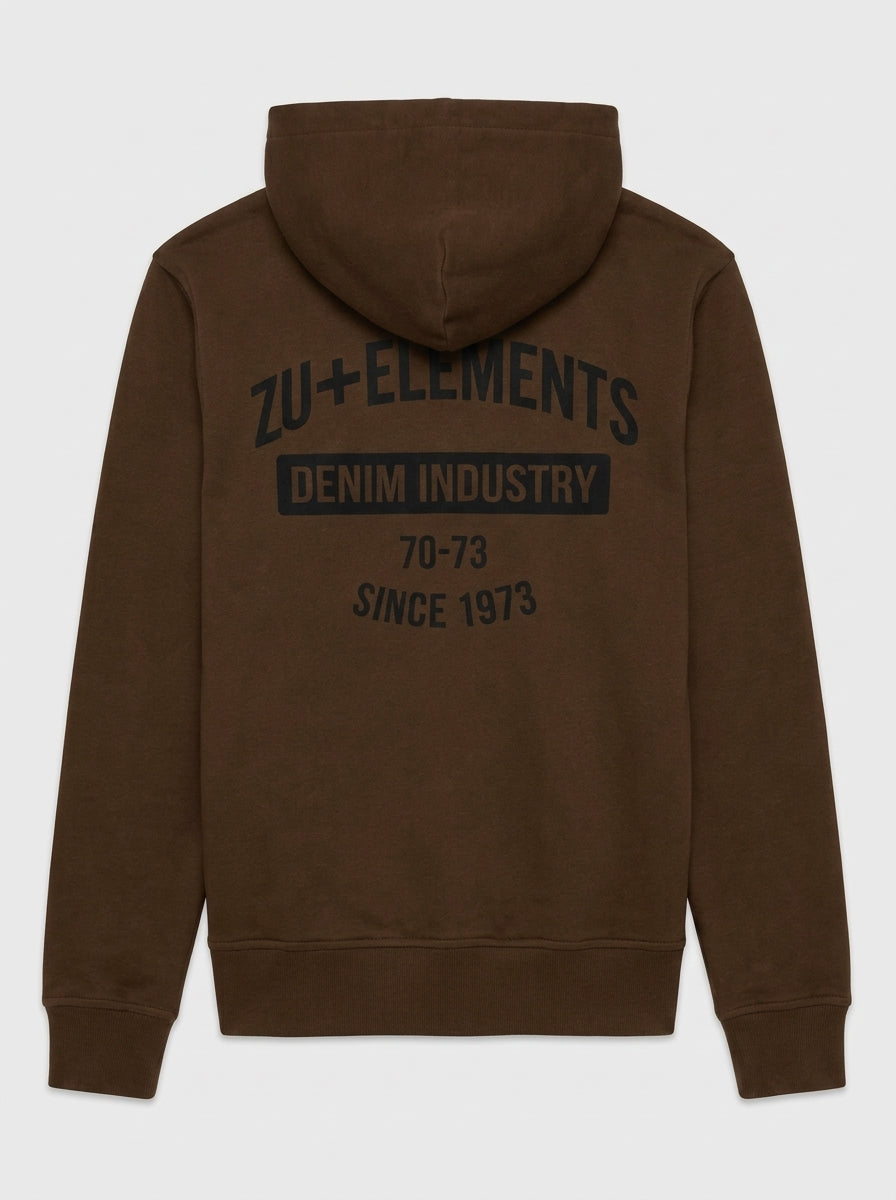 Felpa con cappuccio e zip, ricamo e stampa sul retro