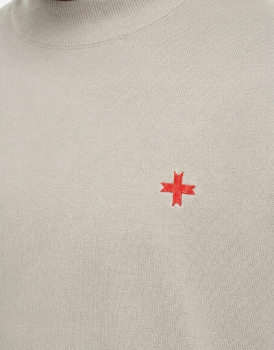 Maglia mezzo collo in viscosa con ricamo a contrasto