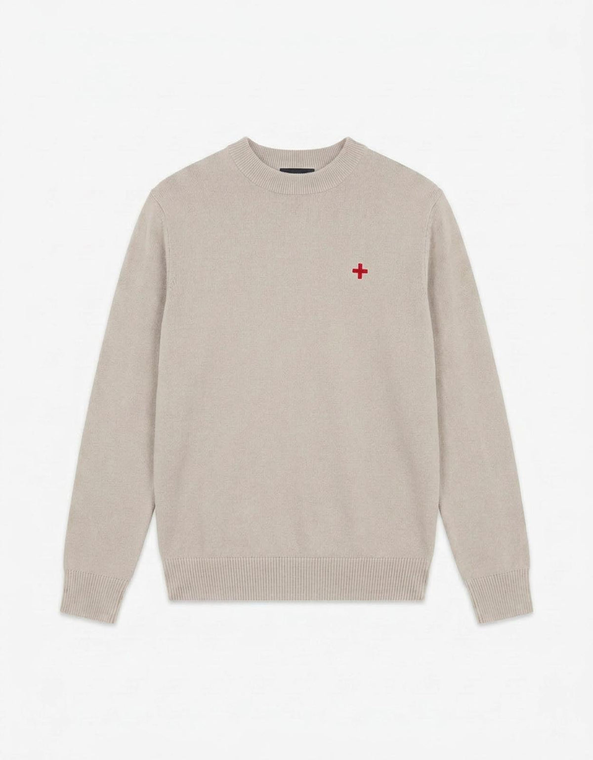 Maglia mezzo collo in viscosa con ricamo a contrasto