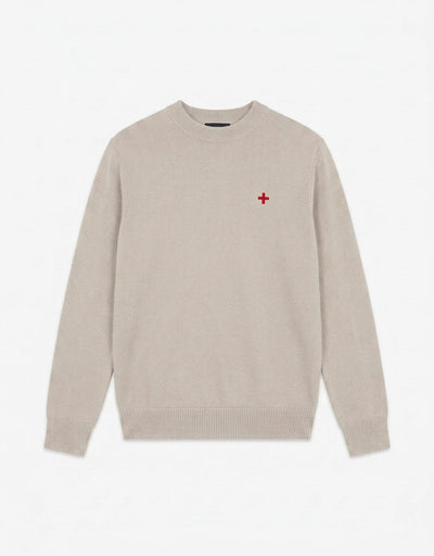 Maglia mezzo collo in viscosa con ricamo a contrasto