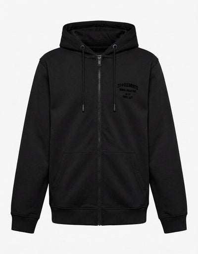 Felpa con cappuccio e zip, ricamo e stampa sul retro