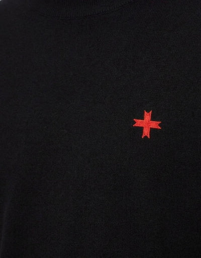 Maglia mezzo collo in viscosa con ricamo a contrasto