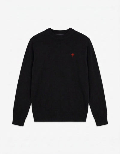 Maglia mezzo collo in viscosa con ricamo a contrasto