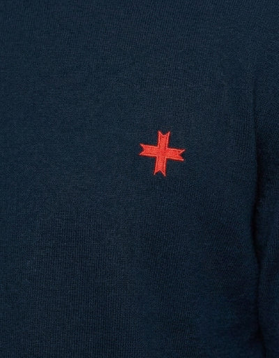 Maglia mezzo collo in viscosa con ricamo a contrasto