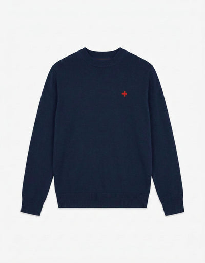 Maglia mezzo collo in viscosa con ricamo a contrasto