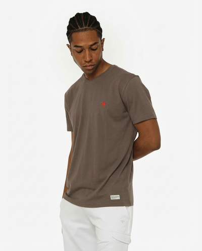 T-shirt maniche corte scollo a v, logo ricamato lato cuore