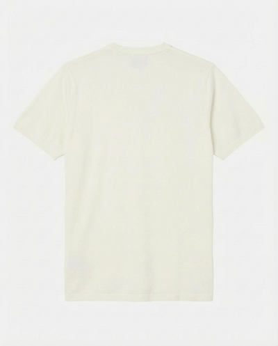T-shirt in maglia maniche corte con collo serafino