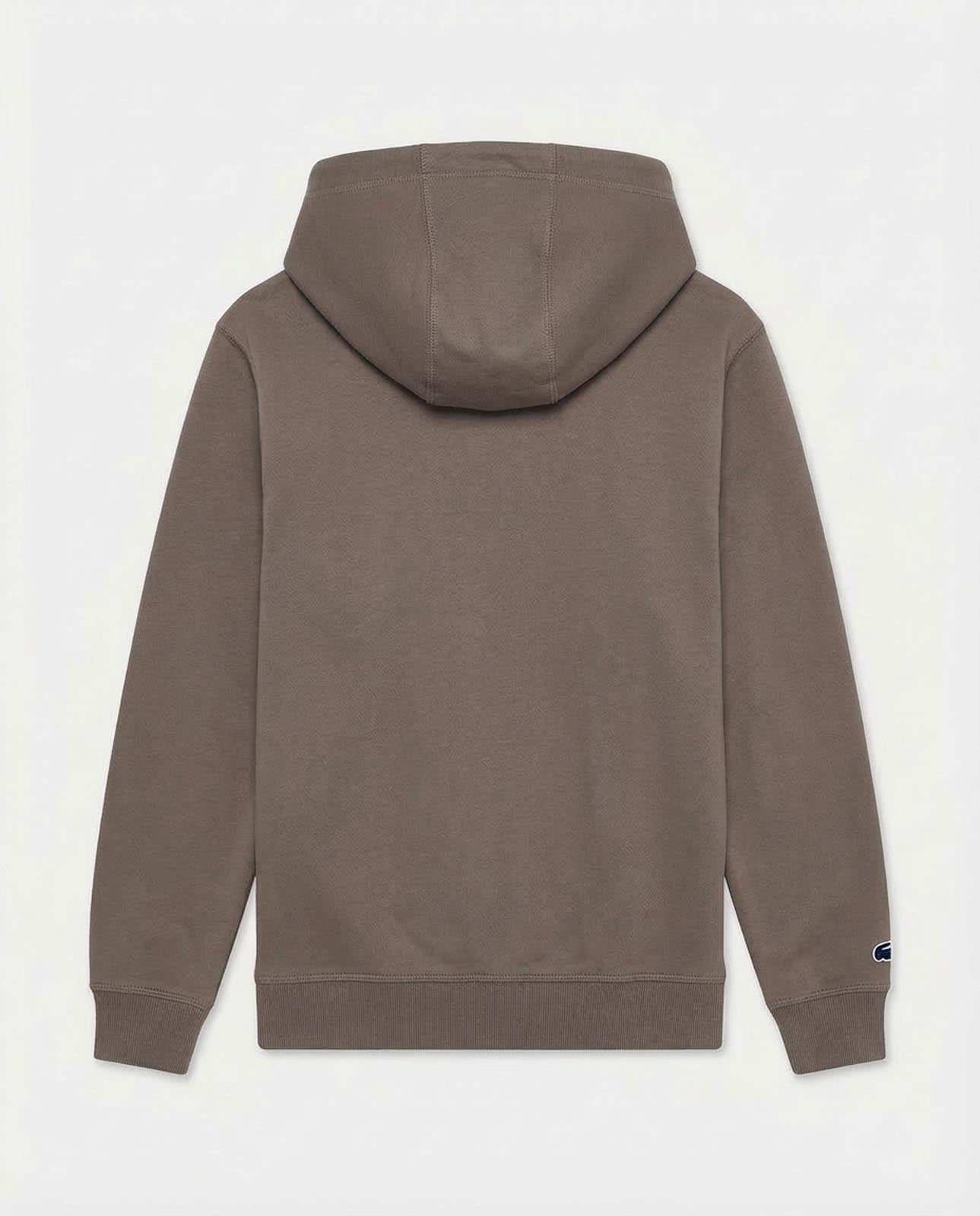 Felpa zip con cappuccio in piquet e tasche con zip