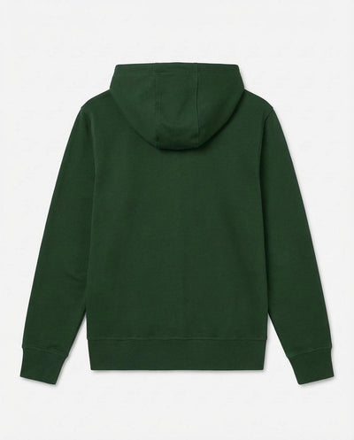 Felpa zip con cappuccio, logo ricamato lato cuore. Polso e fondo a coste