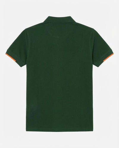 Polo in piquet con profili fluo e logo stampato lato cuore