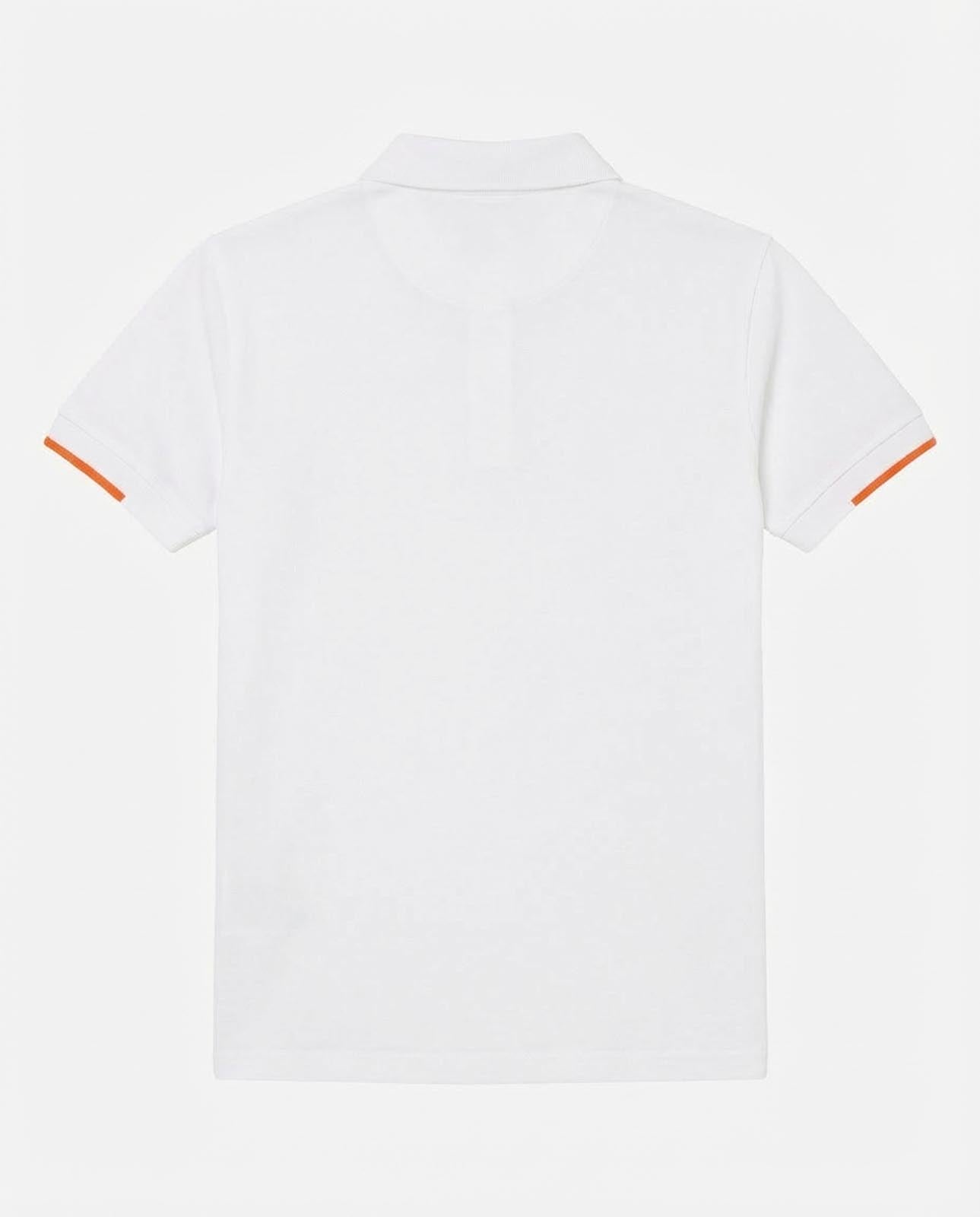 Polo in piquet con profili fluo e logo stampato lato cuore