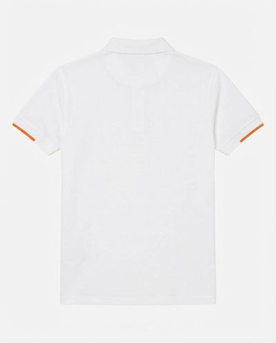 Polo in piquet con profili fluo e logo stampato lato cuore