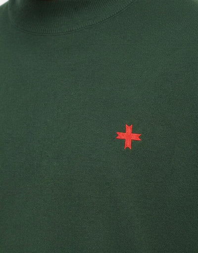 Maglia mezzo collo in viscosa con ricamo a contrasto