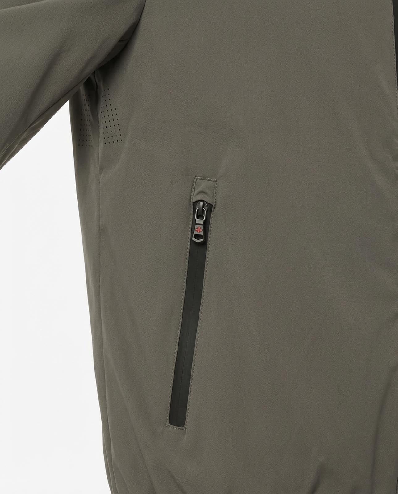 Giubbino zip con cappuccio e chiusura frontale