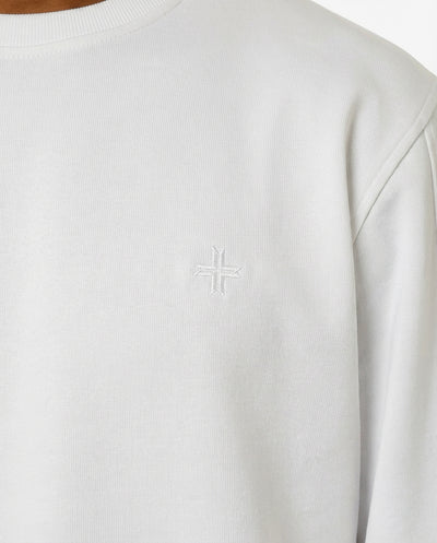 Felpa girocollo, logo ricamato lato cuore. Polso e fondo a coste