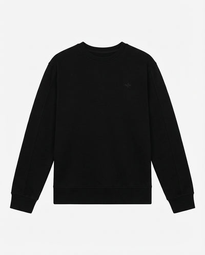 Felpa girocollo, logo ricamato lato cuore. Polso e fondo a coste