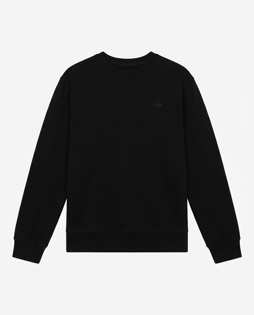 Felpa girocollo, logo ricamato lato cuore. Polso e fondo a coste