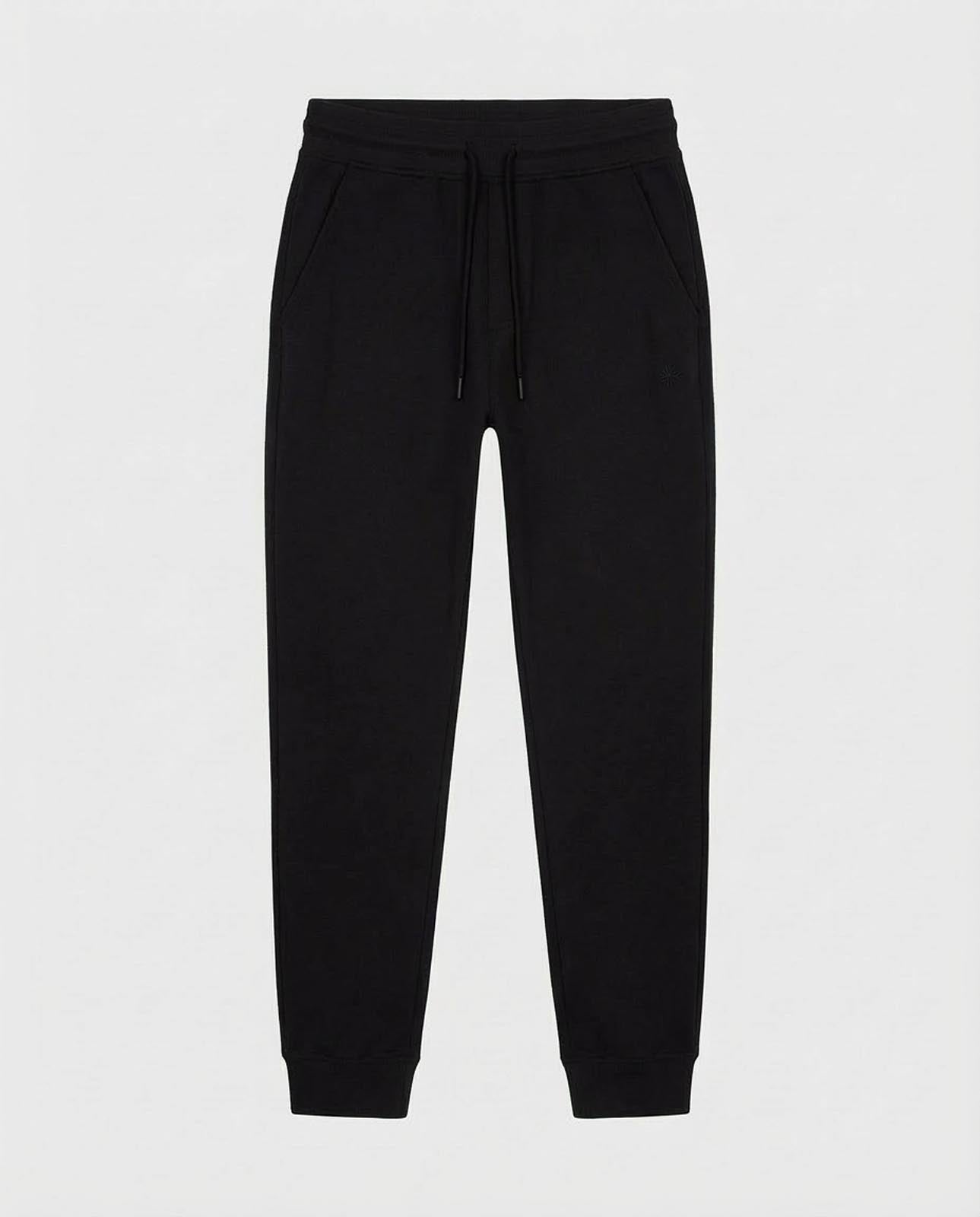 Pantaloni felpa con logo ricamato sul davanti, vita e fondo a coste