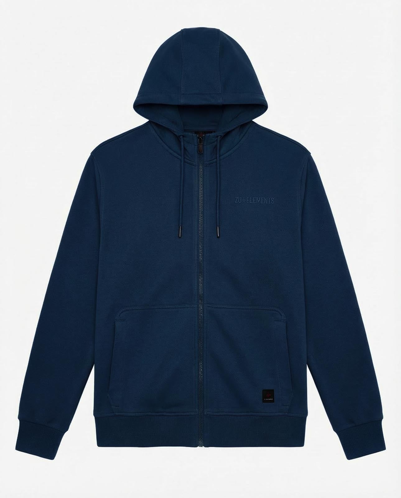 Felpa zip con cappuccio in piquet e tasche con zip