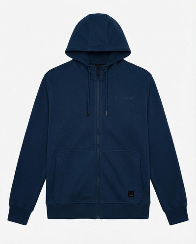 Felpa zip con cappuccio in piquet e tasche con zip