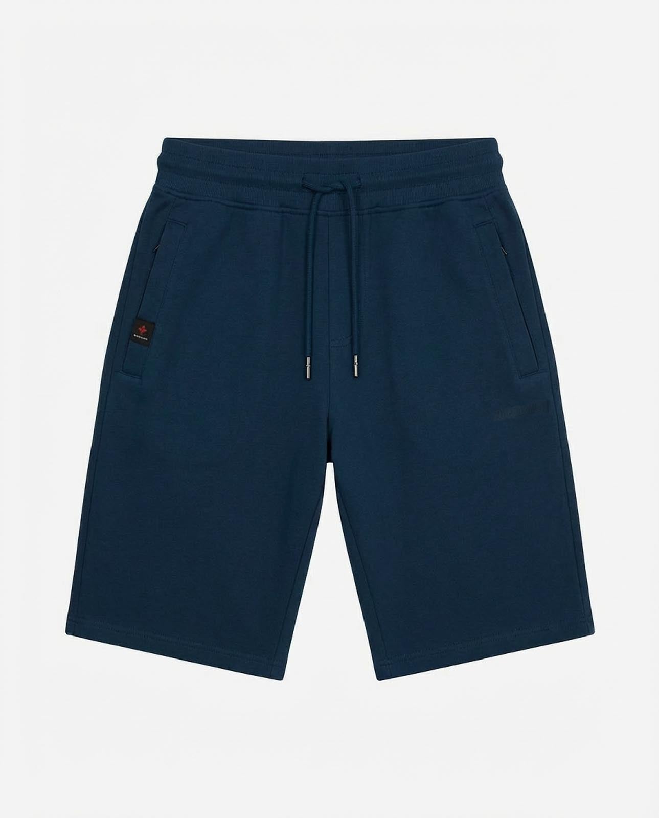 Bermuda felpa in piquet, tasche con zip, stampa laterale