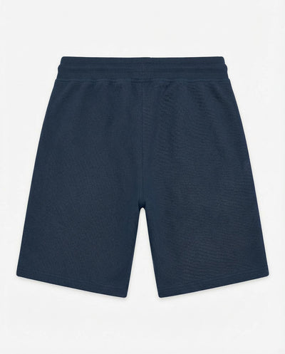 Bermuda felpa in piquet, tasche con zip, stampa laterale