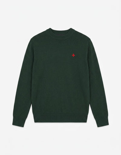 Maglia mezzo collo in viscosa con ricamo a contrasto