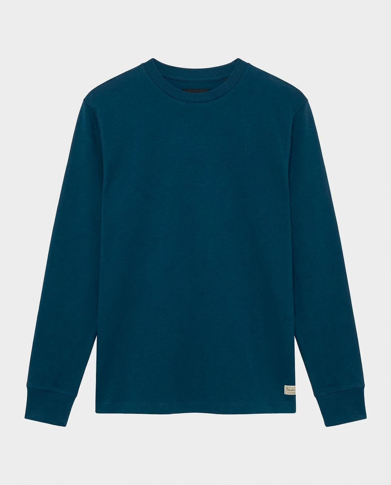 T-shirt manica lunga, logo lato cuore ricamato, collo e polsi a coste