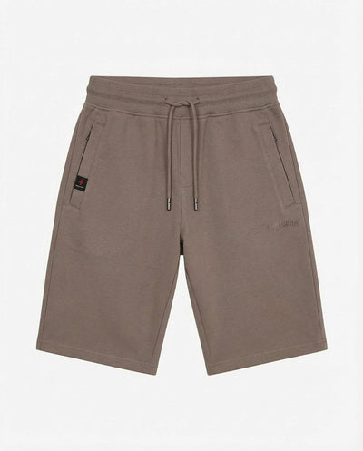 Bermuda felpa in piquet, tasche con zip, stampa laterale