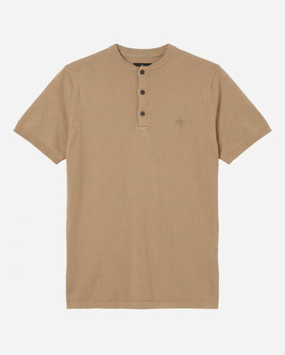 T-shirt in maglia maniche corte con collo serafino
